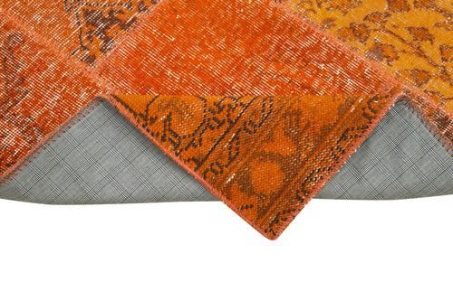 Kirk Yama Orange Patchwork Cotton Wool Handmade Area Rug 2'9'' x 9'9''