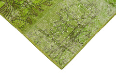 Kirk Yama Green Patchwork Cotton Wool Handmade Area Rug 2'10'' x 9'10''