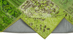 Kirk Yama Green Patchwork Cotton Wool Handmade Area Rug 2'10'' x 9'10''