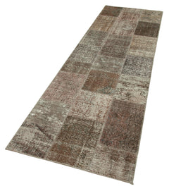 Kirk Yama Brown Patchwork Cotton Wool Handmade Area Rug 2'9'' x 9'10''