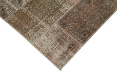 Kirk Yama Brown Patchwork Cotton Wool Handmade Area Rug 2'9'' x 9'10''