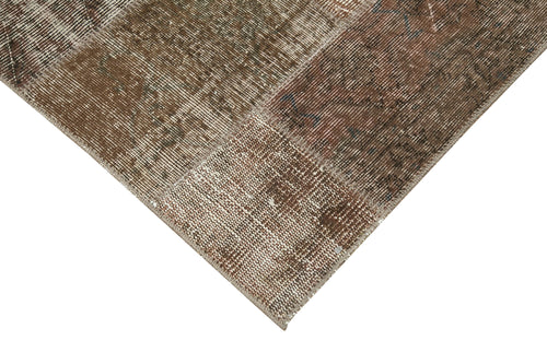 Kirk Yama Brown Patchwork Cotton Wool Handmade Area Rug 2'9'' x 9'10''