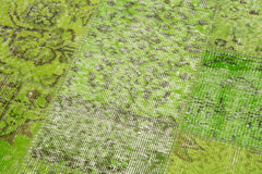 Kirk Yama Green Patchwork Cotton Wool Handmade Area Rug 2'10'' x 9'10''
