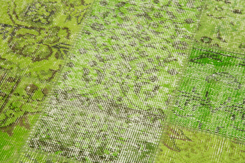 Kirk Yama Green Patchwork Cotton Wool Handmade Area Rug 2'10'' x 9'10''