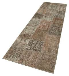 Kirk Yama Brown Patchwork Cotton Wool Handmade Area Rug 2'10'' x 9'11''