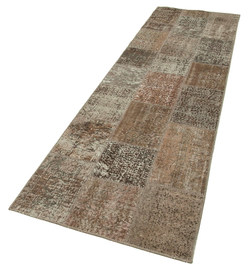Kirk Yama Brown Patchwork Cotton Wool Handmade Area Rug 2'10'' x 9'11''
