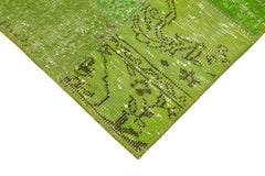 Kirk Yama Green Patchwork Cotton Wool Handmade Area Rug 2'10'' x 10'0''