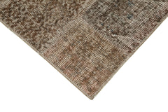 Kirk Yama Brown Patchwork Cotton Wool Handmade Area Rug 2'9'' x 9'11''