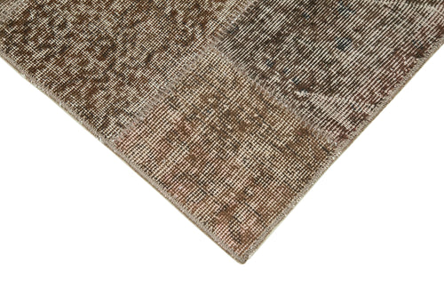Kirk Yama Brown Patchwork Cotton Wool Handmade Area Rug 2'9'' x 9'11''