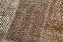 Kirk Yama Brown Patchwork Cotton Wool Handmade Area Rug 2'9'' x 9'11''