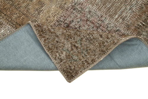 Kirk Yama Brown Patchwork Cotton Wool Handmade Area Rug 2'9'' x 9'11''