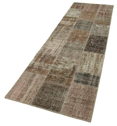 Kirk Yama Brown Patchwork Cotton Wool Handmade Area Rug 2'10'' x 10'0''