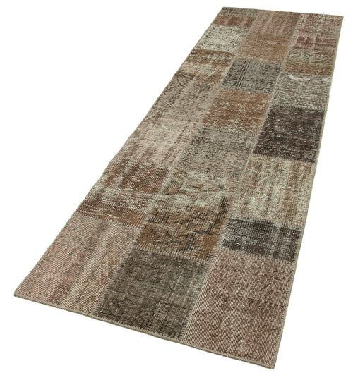 Kirk Yama Brown Patchwork Cotton Wool Handmade Area Rug 2'10'' x 10'0''