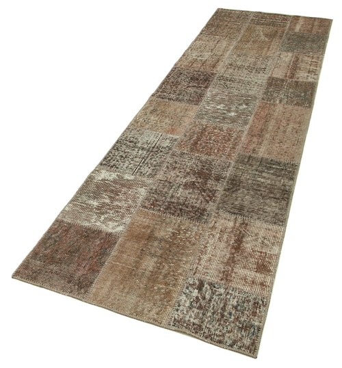Kirk Yama Brown Patchwork Cotton Wool Handmade Area Rug 2'10'' x 10'0''