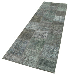 Kirk Yama Grey Patchwork Cotton Wool Handmade Area Rug 2'9'' x 10'0''
