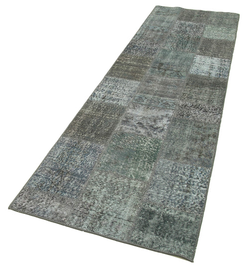 Kirk Yama Grey Patchwork Cotton Wool Handmade Area Rug 2'9'' x 10'0''