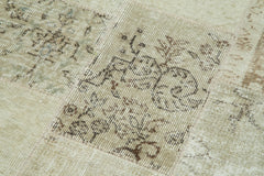 Handmade Area Rug - Beige Patchwork Cotton Wool Vintage Turkish Carpet 2'9''x9'10''