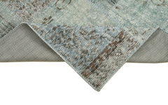 Handmade Area Rug - Blue Patchwork Cotton Wool Vintage Handwoven Carpet 2'9''x9'11''