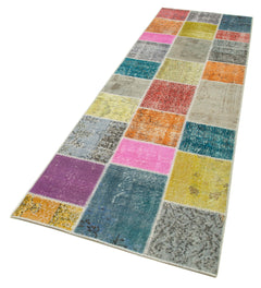 Kirk Yama Blue Patchwork Cotton Wool Handmade Area Rug 3'0'' x 9'11''