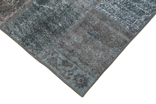 Handmade Area Rug - Kirk Yama Grey Patchwork Cotton Wool Carpet 2'9''x10'1''