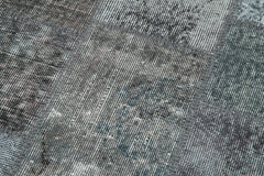 Handmade Area Rug – Kirk Yama Grey Patchwork Cotton Wool Vintage Carpet 2'9''x10'