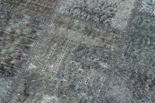 Handmade Area Rug – Kirk Yama Grey Patchwork Cotton Wool Vintage Carpet 2'9''x10'