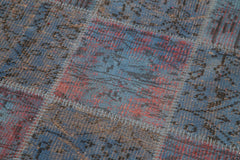 Kirk Yama Blue Patchwork Cotton Wool Handmade Area Rug 2'11'' x 9'9''