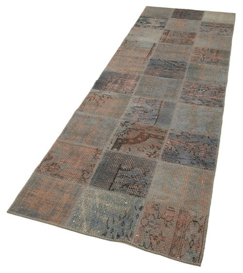 Kirk Yama Grey Patchwork Cotton Wool Handmade Area Rug 2'11'' x 9'8''