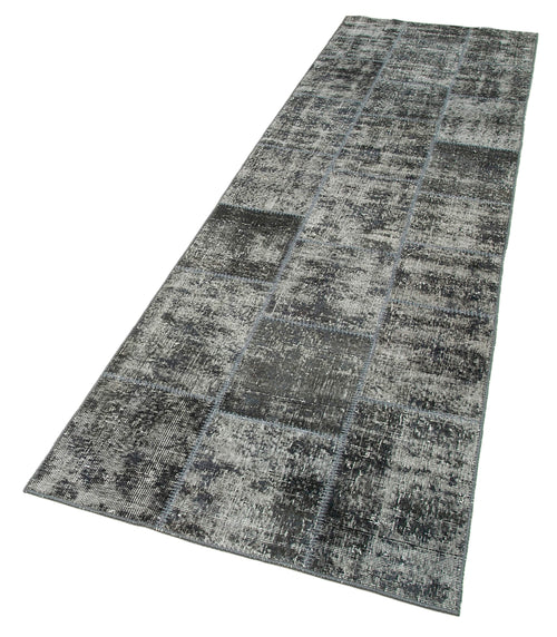 Kirk Yama Grey Patchwork Cotton Wool Handmade Area Rug 2'9'' x 10'0''