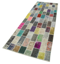 Kirk Yama Blue Patchwork Cotton Wool Handmade Area Rug 3'2'' x 10'0''