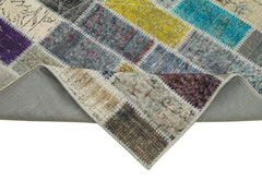 Kirk Yama Blue Patchwork Cotton Wool Handmade Area Rug 3'2'' x 10'0''