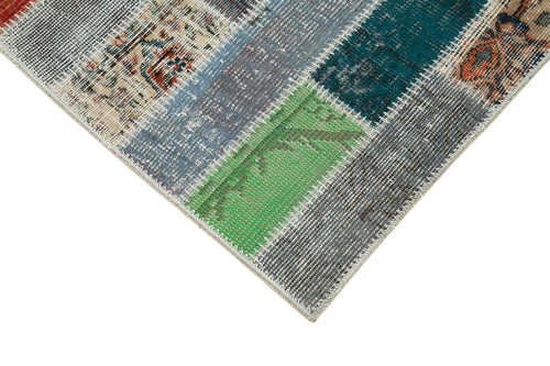 Handmade Area Rug - Kirk Yama Blue Patchwork Cotton Wool Carpet 3'3''x10'4''