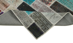 Handmade Area Rug - Kirk Yama Blue Patchwork Cotton Wool Carpet 3'3''x10'4''