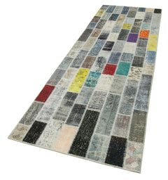 Kirk Yama Blue Patchwork Cotton Wool Handmade Area Rug 3'1'' x 9'11''