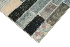 Kirk Yama Blue Patchwork Cotton Wool Handmade Area Rug 3'1'' x 9'11''
