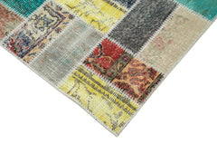 Kirk Yama Blue Patchwork Cotton Wool Handmade Area Rug 2'10'' x 9'8''