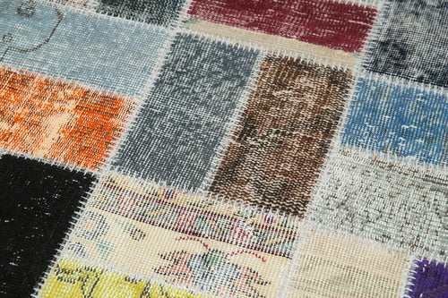 Kirk Yama Blue Patchwork Cotton Wool Handmade Area Rug 2'10'' x 9'8''