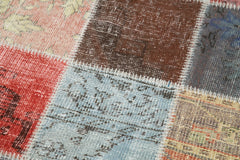 Kirk Yama Blue Patchwork Cotton Wool Handmade Area Rug 2'9'' x 9'9''