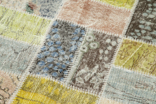 Handmade Area Rug - Kirk Yama Blue Patchwork Cotton Wool Carpet 2'10''x10'8''