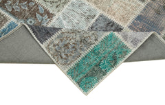 Kirk Yama Blue Patchwork Cotton Wool Handmade Area Rug 2'9'' x 9'7''