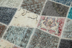 Handmade Area Rug | Durable Blue Patchwork Carpet - Turkish Vintage Cotton Wool Floor Covering