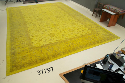 Tebriz Yellow Classic Cotton Wool Handmade Area Rug 14'5'' x 20'6''