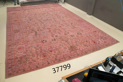 Tebriz Pink Classic Cotton Wool Handmade Area Rug 15'0'' x 25'1''