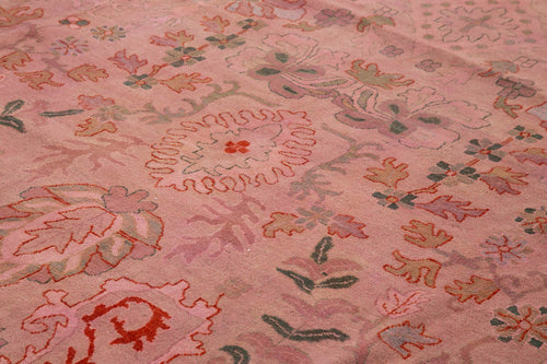 Tebriz Pink Classic Cotton Wool Handmade Area Rug 15'0'' x 25'1''