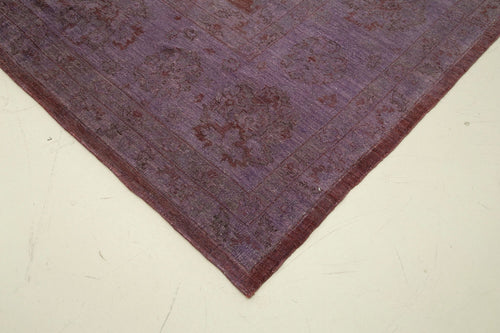 Tebriz Purple Classic Cotton Wool Handmade Area Rug 14'6'' x 17'1''
