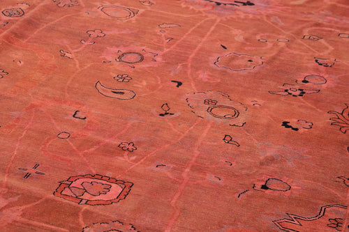 Tebriz Pink Classic Cotton Wool Handmade Area Rug 14'10'' x 23'10''