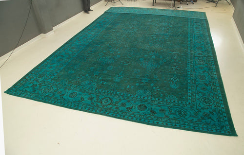 Tebriz Turquoise Classic Cotton Wool Handmade Area Rug 14'1'' x 23'2''