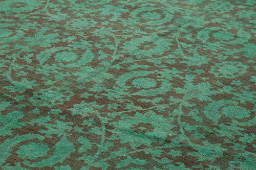 Tebriz Turquoise Classic Cotton Wool Handmade Area Rug 14'1'' x 25'10''