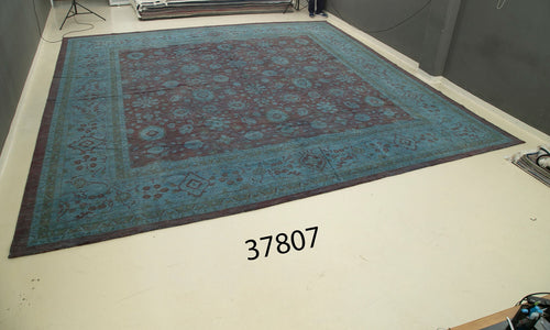 Tebriz Blue Classic Cotton Wool Handmade Area Rug 17'7'' x 18'7''
