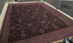 Tebriz Purple Classic Cotton Wool Handmade Area Rug 21'6'' x 24'6''